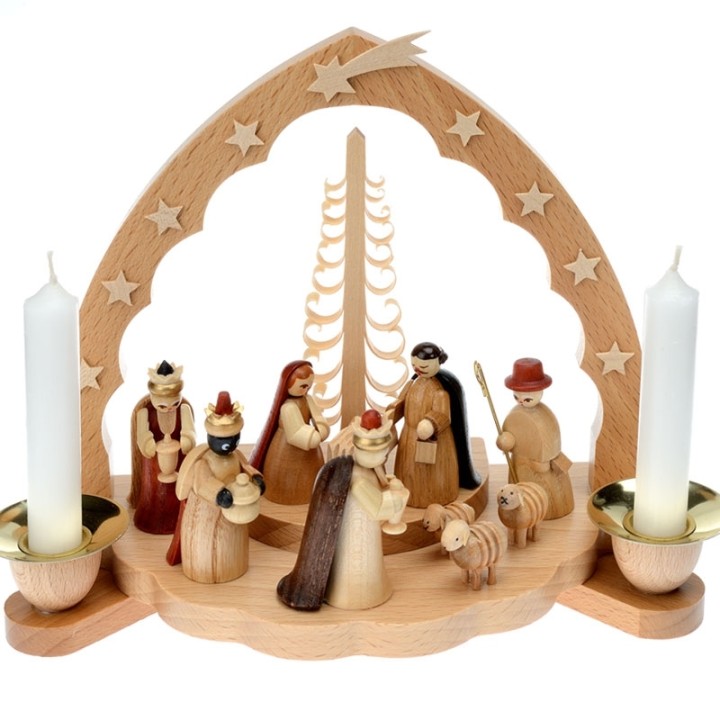 
Achat creches en bois avec bougies blanches