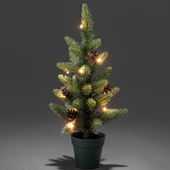 Sapin de Noël lumineux à LED avec pommes de pin et pot, 45 cm