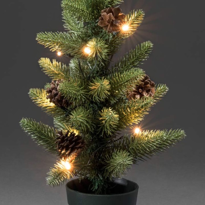 Sapin de Noël lumineux à LED avec pommes de pin et pot, 45 cm