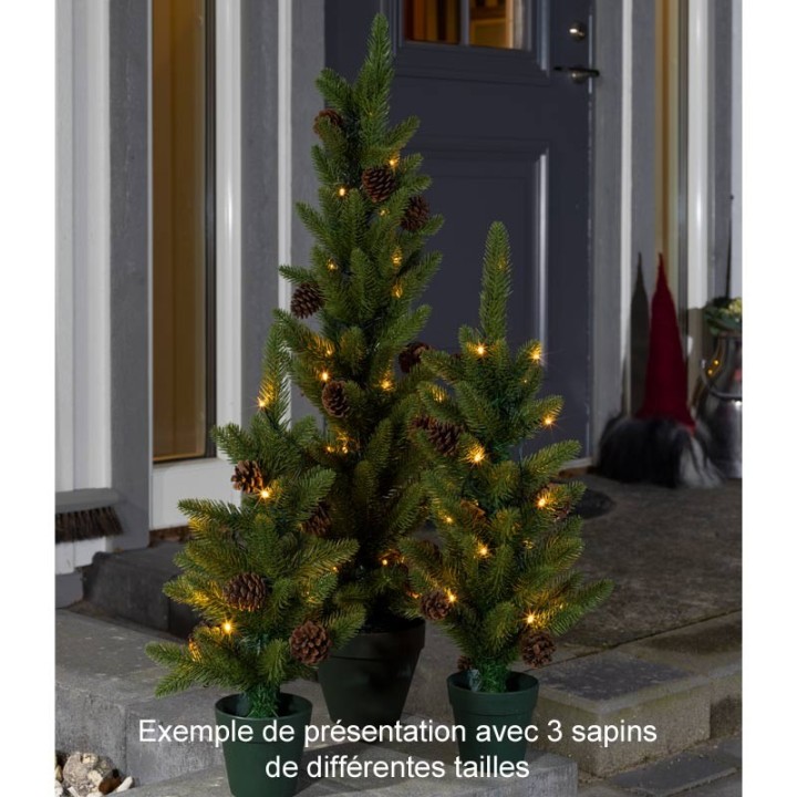 Sapin de Noël lumineux à LED avec pommes de pin et pot, 45 cm
