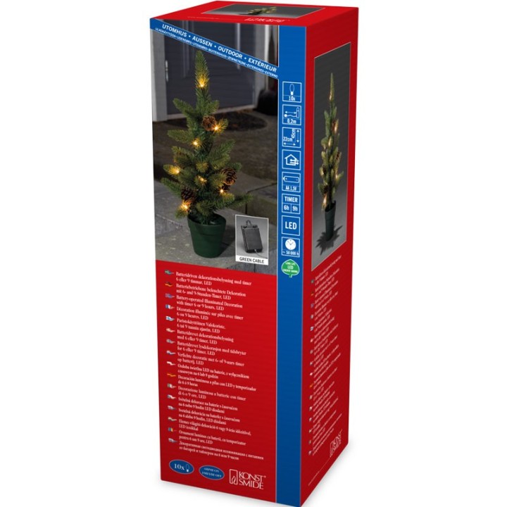 Sapin de Noël lumineux à LED avec pommes de pin et pot, 45 cm