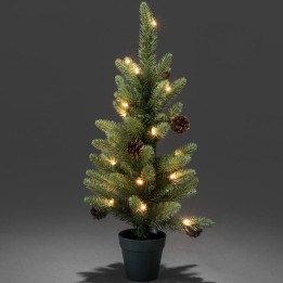 Sapin de Noël lumineux à LED avec pommes de pin et pot, 60 cm