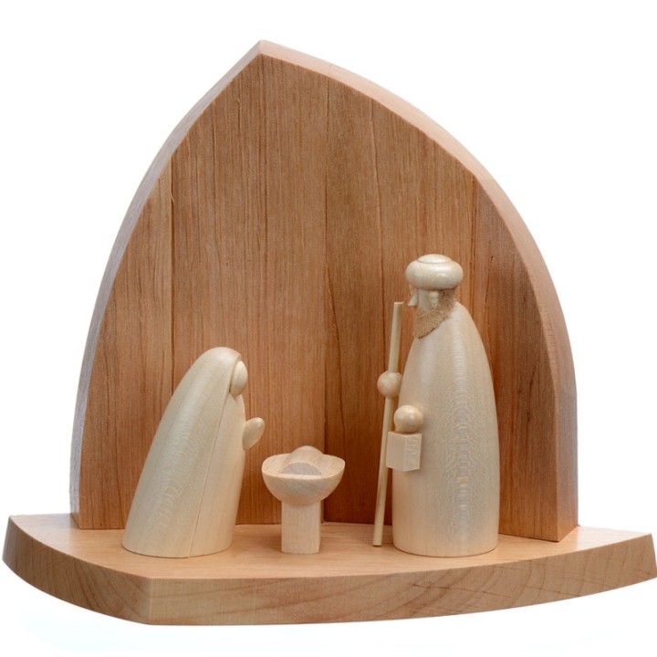 Petite crèche de Noël en bois contemporaine