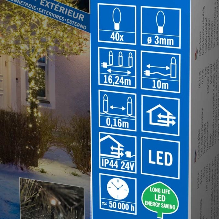 Guirlande lumineuse LED extérieur pour illumination  Noël du jardin, 40 diodes