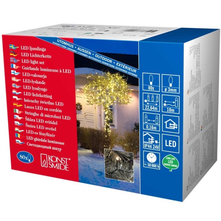 Guirlande lumineuse LED extérieur pour illumination Noël jardin, 80 diodes