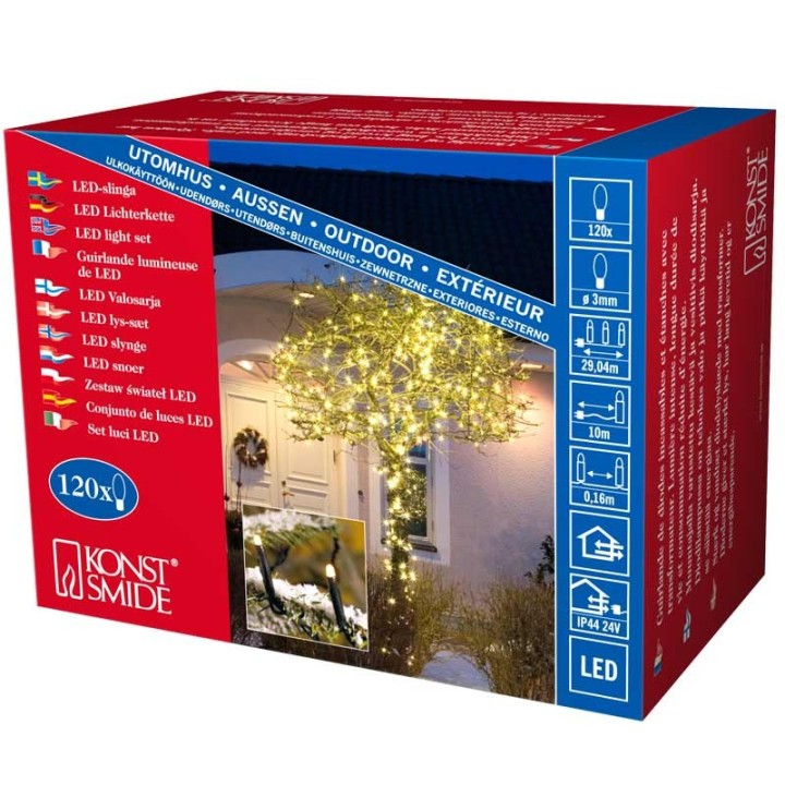 Guirlande lumineuse LED extérieur pour illumination Noël jardin, 120 diodes