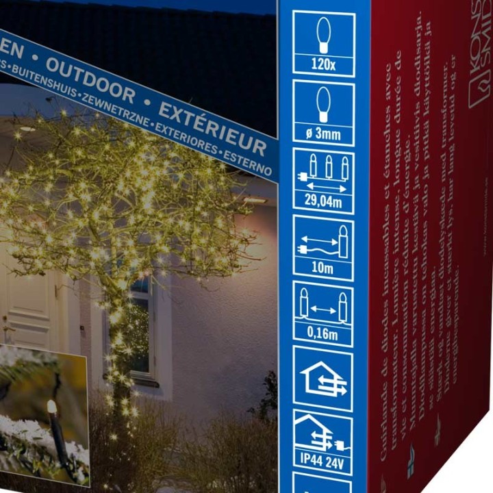 Guirlande lumineuse LED extérieur pour illumination Noël jardin, 120 diodes