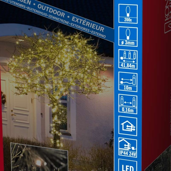 Guirlande lumineuse LED extérieur pour illumination Noël jardin, 200 diodes