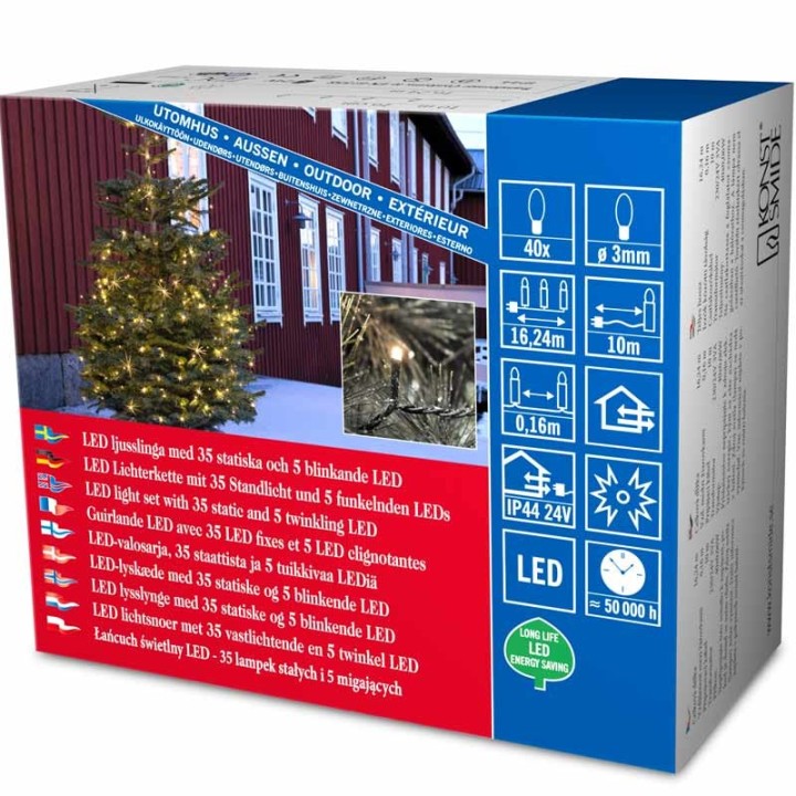 Guirlande lumineuse LED pour illumination  Noël extérieur, effet scintillant, 40 diodes