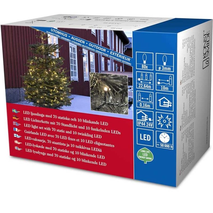 Guirlande lumineuse LED pour illumination  Noël extérieur, effet scintillant, 80 diodes