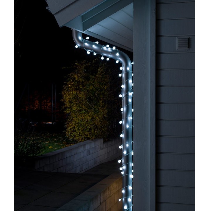 Guirlande lumineuse extérieure à LED, 80 diodes rondes blanc froid