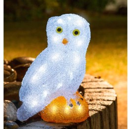Chouette lumineuse Led en acrylique, 27 cm