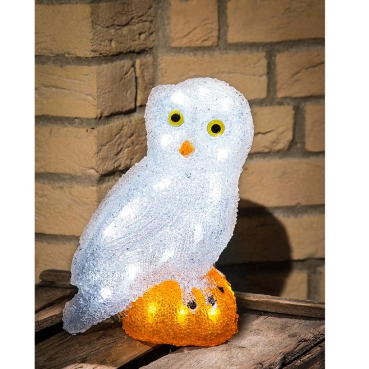 Chouette lumineuse Led en acrylique, 27 cm