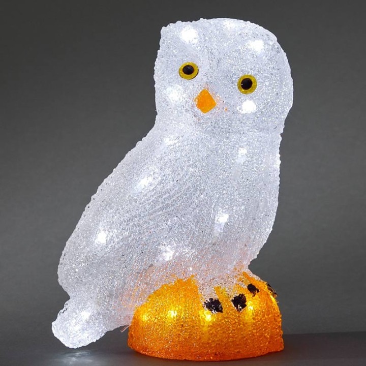 Chouette lumineuse Led en acrylique, 27 cm