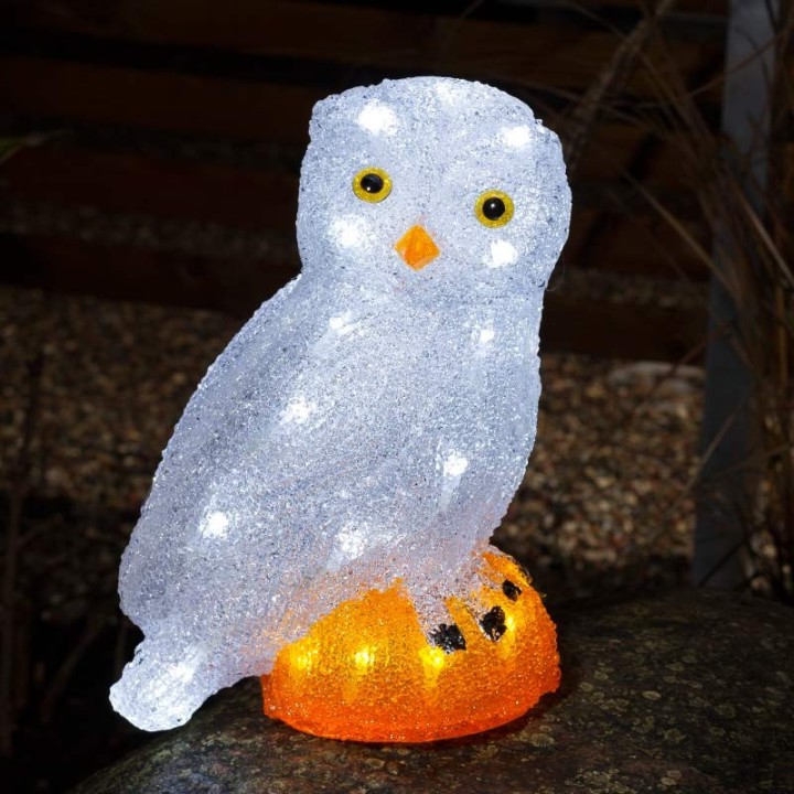 Chouette lumineuse Led en acrylique, 27 cm