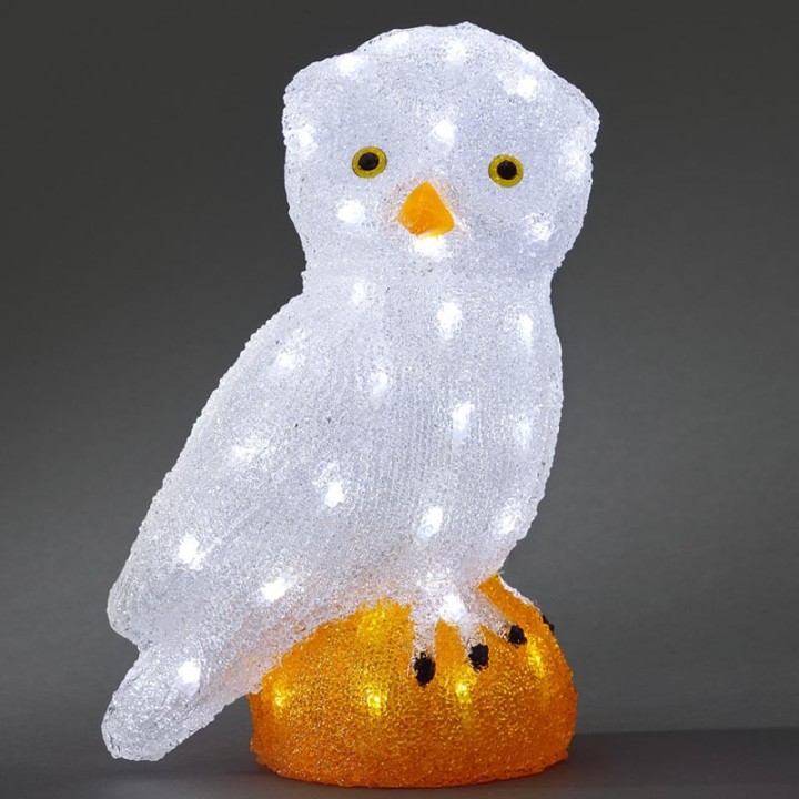 Chouette lumineuse Led acrylique, 36 cm 