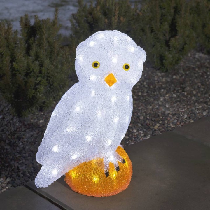 Chouette lumineuse Led acrylique, 36 cm 