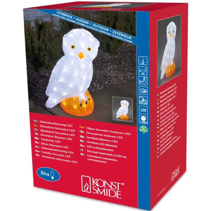 Chouette lumineuse Led acrylique, 36 cm