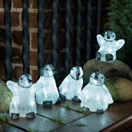 Bébés pingouins à LED en acrylique, 12,5 cm