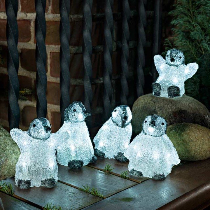 Bébés pingouins à LED en acrylique, 12,5 cm