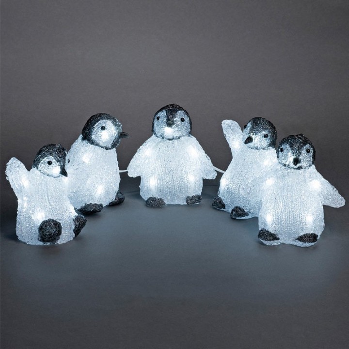 Bébés pingouins à LED en acrylique, 12,5 cm