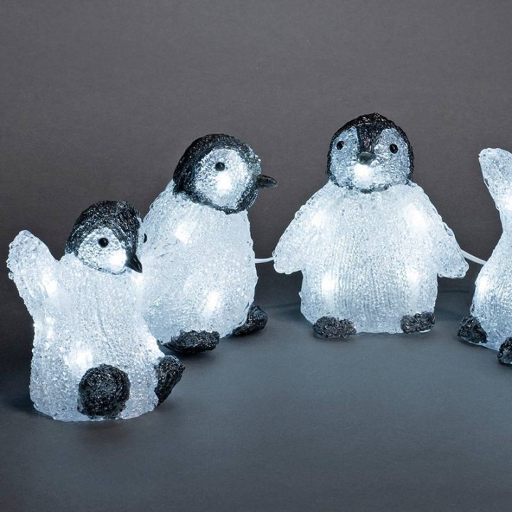 Bébés pingouins à LED en acrylique, 12,5 cm