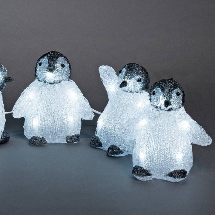 Bébés pingouins à LED en acrylique, 12,5 cm
