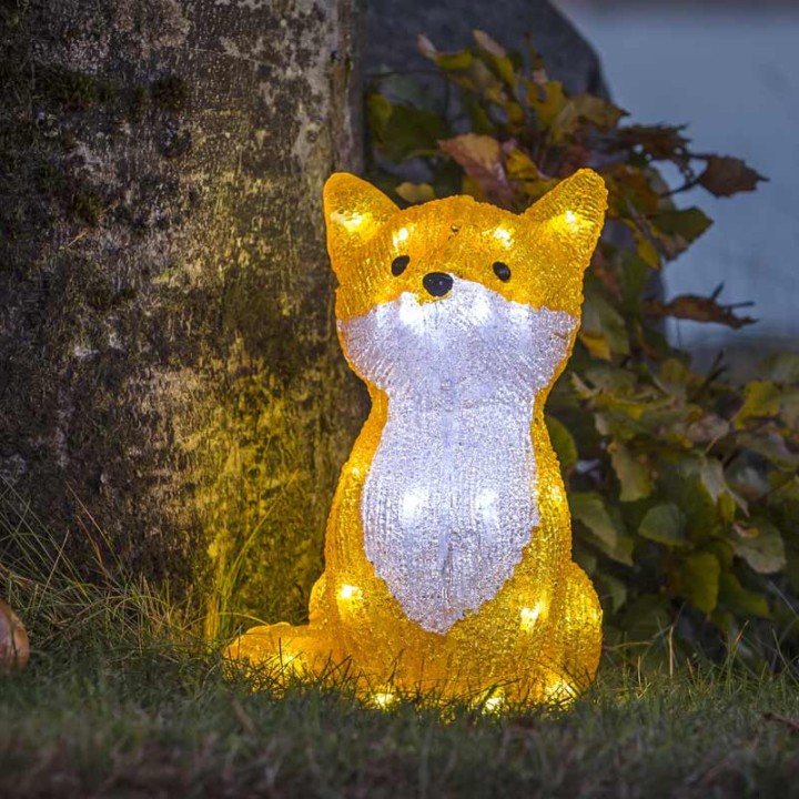 Renard lumineux à Led en acrylique, 27 cm