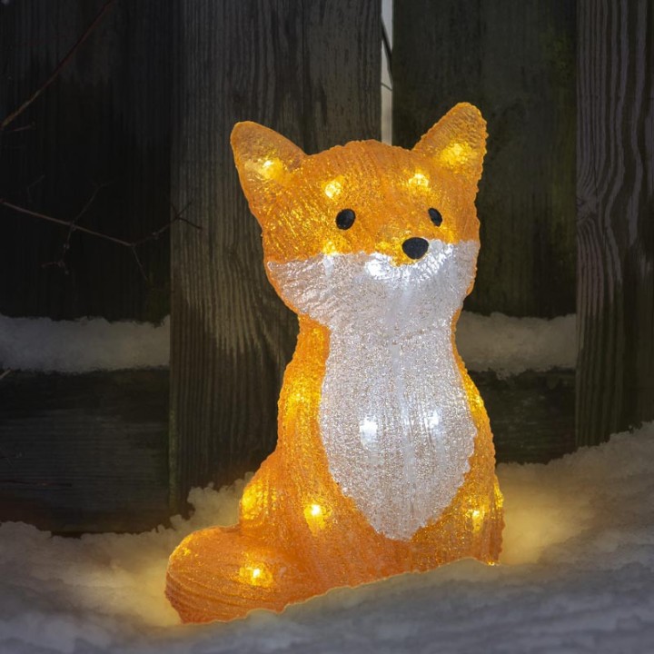 Renard lumineux à Led en acrylique, 27 cm