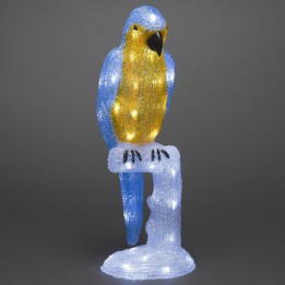 Perroquet lumineux 50 cm en acrylique, 48 diodes blanc chaud