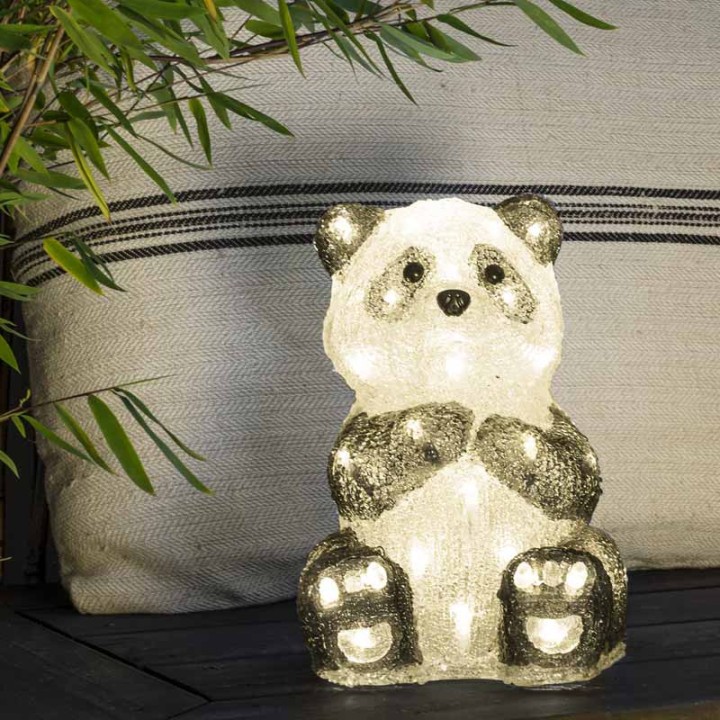 Panda lumineux Led 27 cm en acrylique, 40 diodes blanc chaud