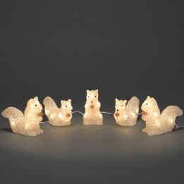Écureuils lumineux 12 cm en acrylique, 40 diodes blanc chaud