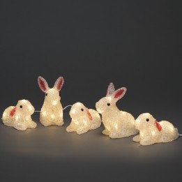 Lapins lumineux 14 cm en acrylique, 40 diodes blanc chaud