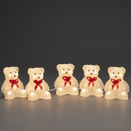 Oursons lumineux à LED en acrylique avec ruban rouge, 12 cm