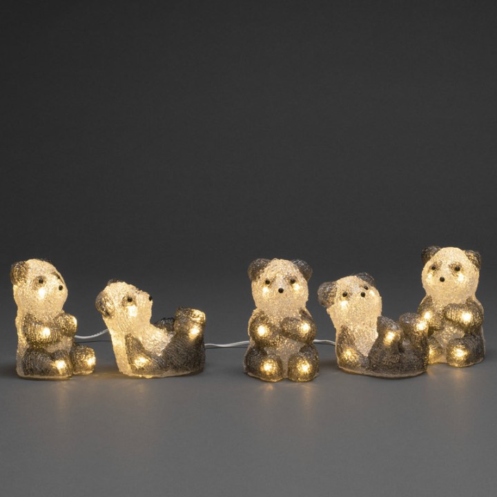 Pandas lumineux en acrylique LED, lot de 5, 11,5 cm