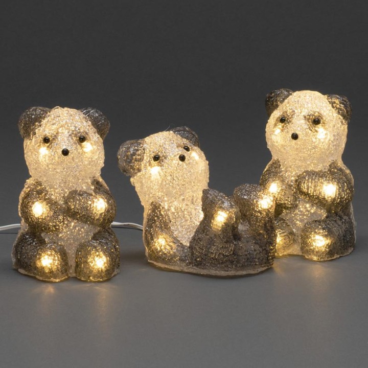 Pandas lumineux en acrylique LED, lot de 5, 11,5 cm