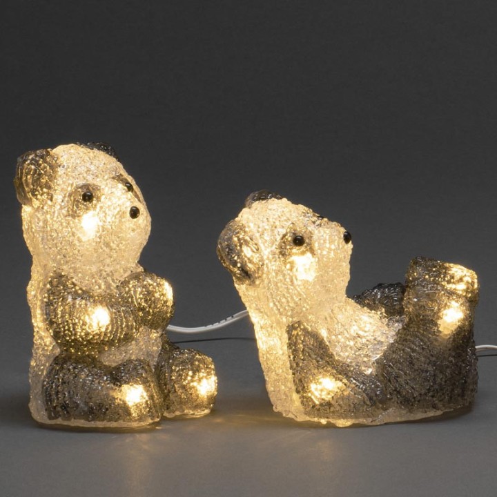 Pandas lumineux en acrylique LED, lot de 5, 11,5 cm