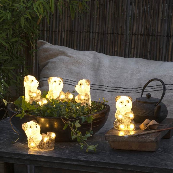 Pandas lumineux en acrylique LED, lot de 5, 11,5 cm