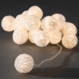 Guirlande lumineuse décorative à LED, boules de coton blanches, 16 diodes