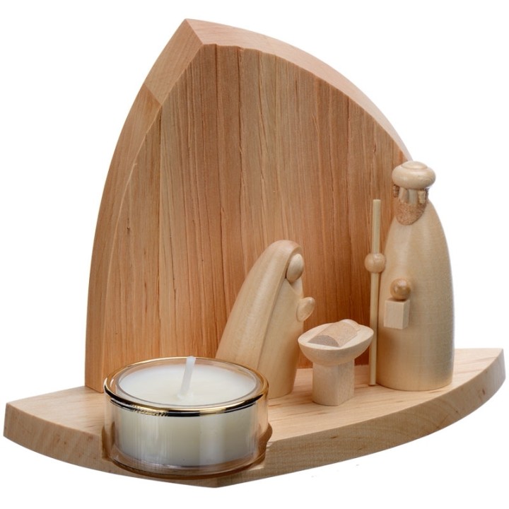 
Petites crèches de Noël en bois avec bougies