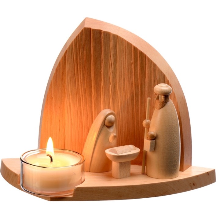 Decoration de noel, crèche en bois avec bougie
