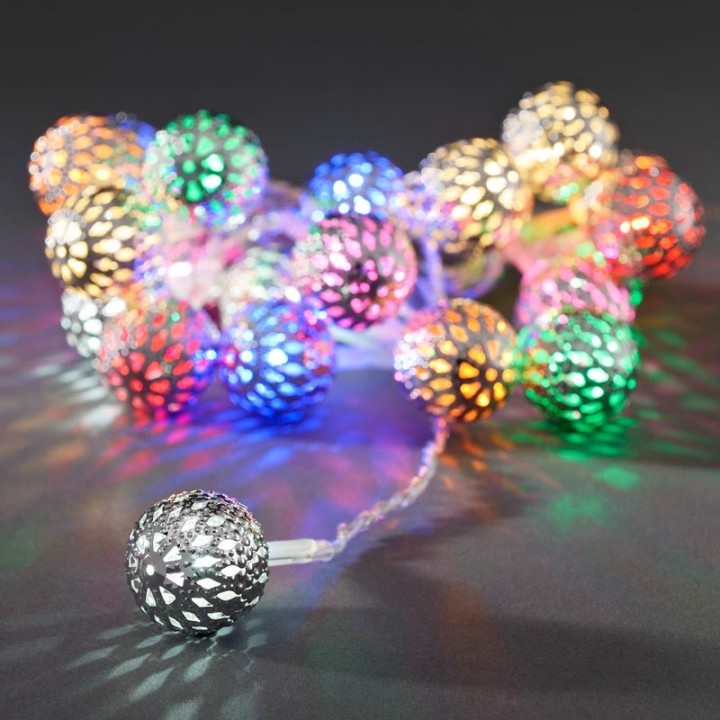 Guirlande lumineuse boules multicolores, 21 diodes LED