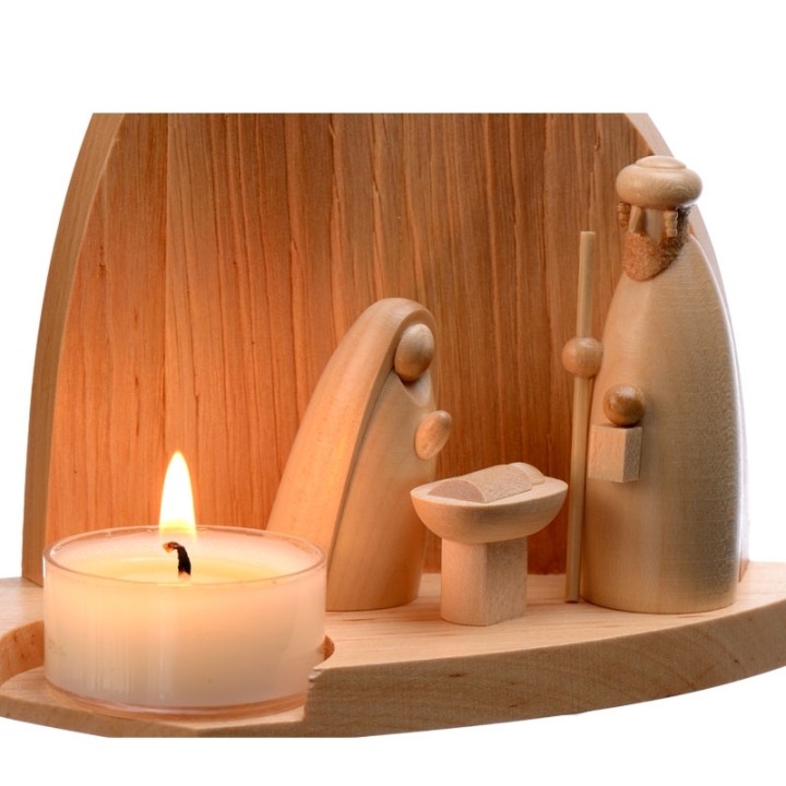 
Achat petite crèche de Noël en bois photophores
