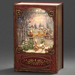 Livre de Noël lanterne à neige, Père Noël dans un traîneau 