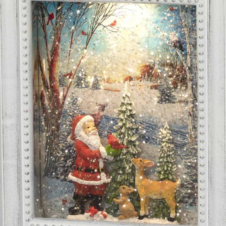 Cadre photo lumineux père Noël avec animaux