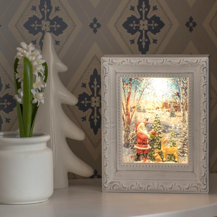Cadre photo lumineux père Noël avec animaux