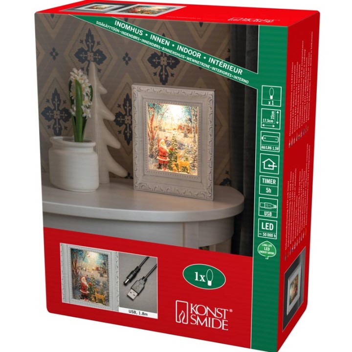 Cadre photo lumineux père Noël avec animaux
