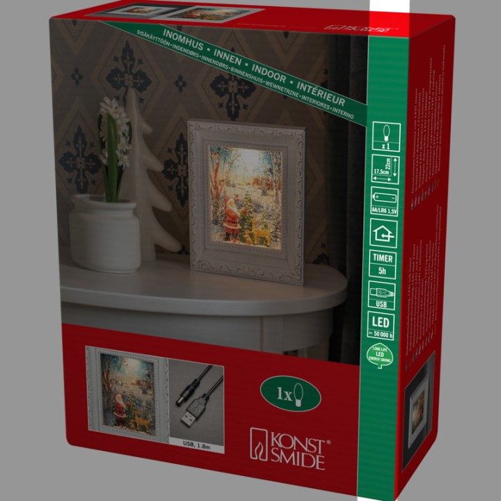 Cadre photo lumineux père Noël avec animaux