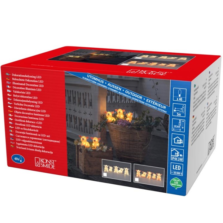 Petits cochons lumineux en acrylique LED 12,5 cm, lot de 5