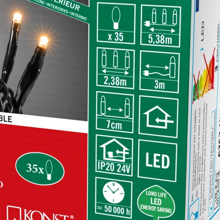 Guirlande lumineuse à micro-LED, soudées, 35 diodes ambrées
